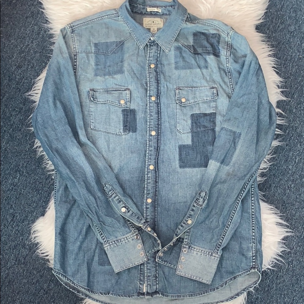 Men lucky band jean shirt